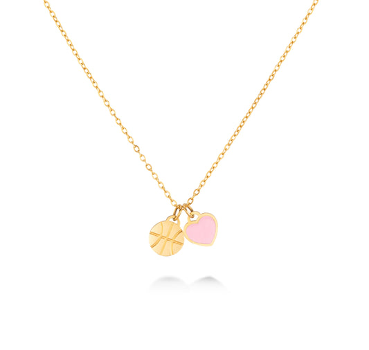 For the Love of The Game Necklace - Gold Pink image 0