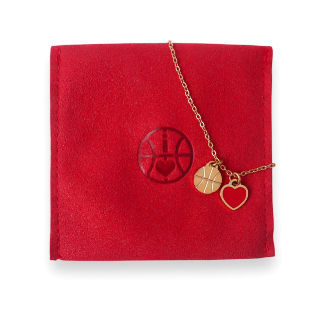 For the Love of The Game Necklace - Gold Red image 2